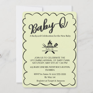 Baby-Q Backyard Baby Shower BBQ Baby  Einladung