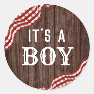 Baby-Q Backyard GRILLEN Gender Reveal Es ist ein J Runder Aufkleber