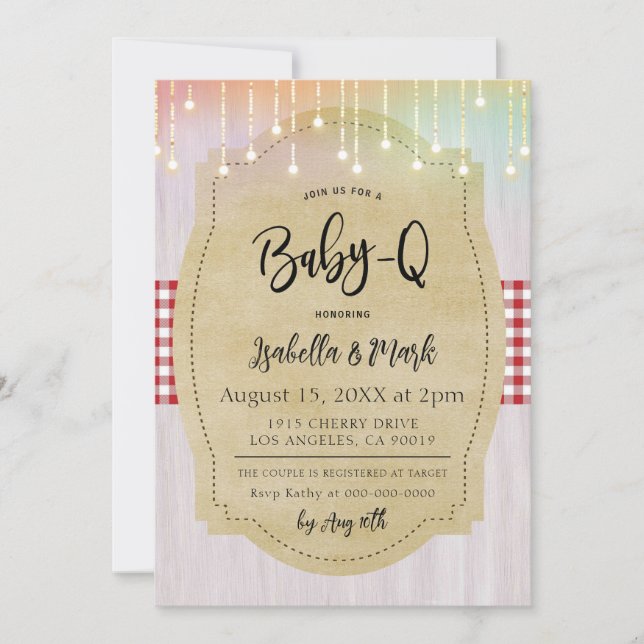 Baby-Q Barbecue Babydusche Einladung (Vorderseite)