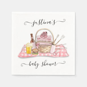 Baby Q Barbecue Dusche Pink Picnic Baby Dusche Serviette