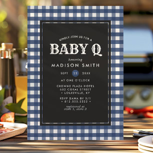 Baby Q Barbeque Blue Sommer Country Baby Shower Einladung