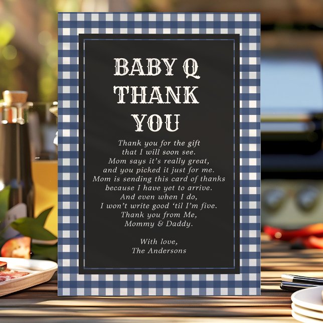Baby Q Barbeque Rustic Country Baby Shownacht Dankeskarte (Von Creator hochgeladen)