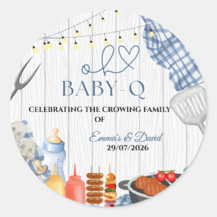 Baby-Q Boy Rustikale BBQ-Baby-Party Runder Aufkleber