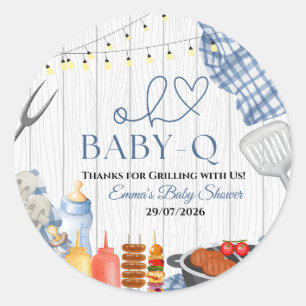 Baby-Q Boy Rustikale BBQ-Baby-Party Runder Aufkleber