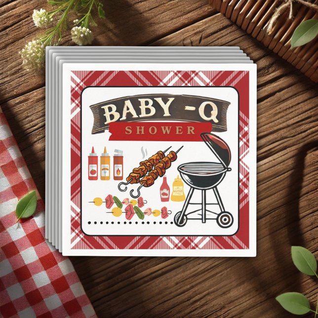 Baby-Q Checkered Red & Black Grill Baby Dusche Serviette (Von Creator hochgeladen)