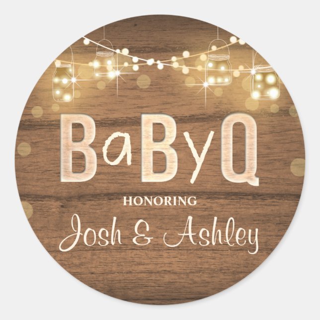 Baby Q Coed GRILLEN Babydusche Umschlag Aufkleber  (Vorderseite)