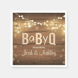 Baby Q Coed GRILLEN Babyduschpapier Napkins Rustik Serviette