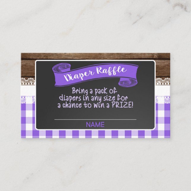 Baby Q Diaper Raffekarte - Lila Begleitkarte (Vorderseite)