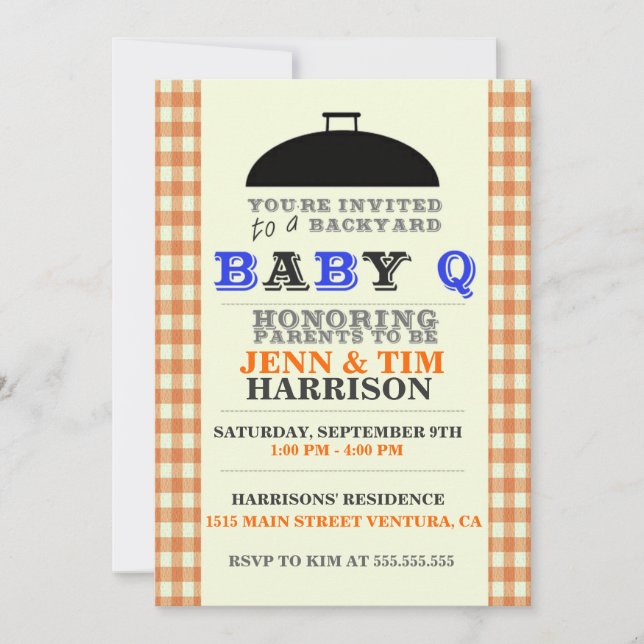 BaBy Q Einladungen für Babyduschen (Vorderseite)