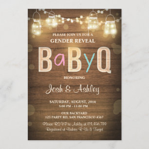 Baby Q Gender enthüllt GRILLEN Baby Shower Rustic  Einladung