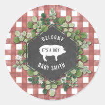 Baby q Gingham Botanical Pig Baby Shower