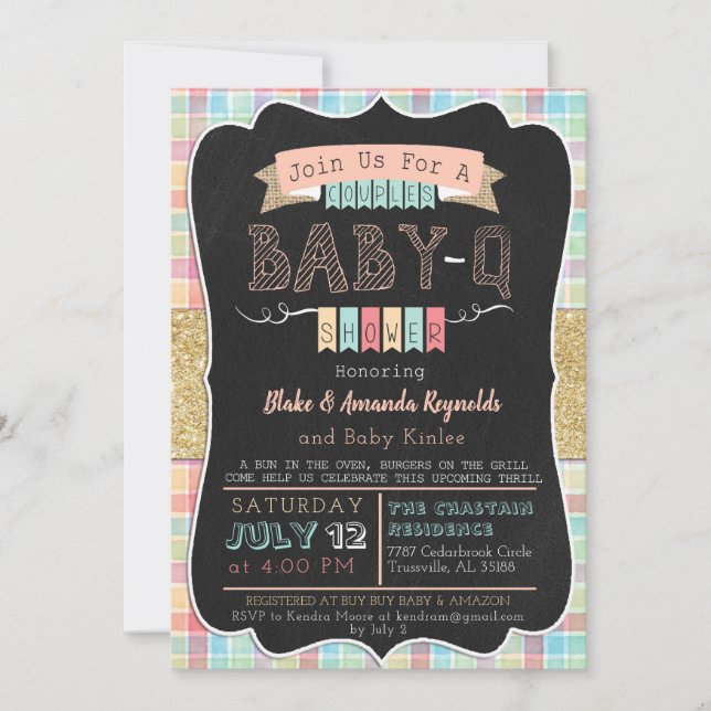 Baby-Q Girl Baby-Dusche Einladung (Vorderseite)
