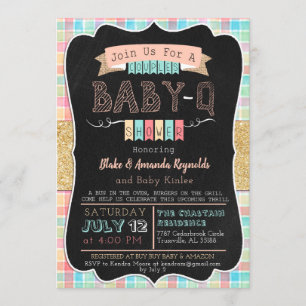 Baby-Q Girl Baby-Dusche Einladung