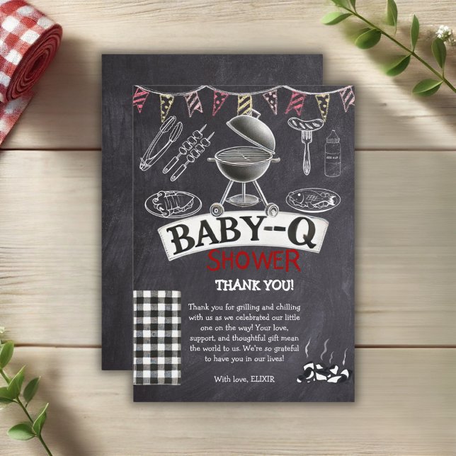 Baby-Q Grill Babydusche im Kopfbrett Dankeskarte (Von Creator hochgeladen)