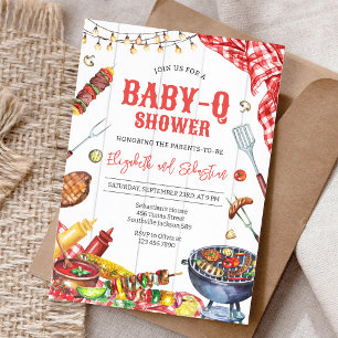 BABY-Q Grill Hinterhof BBQ-Party Baby Shower Einladung