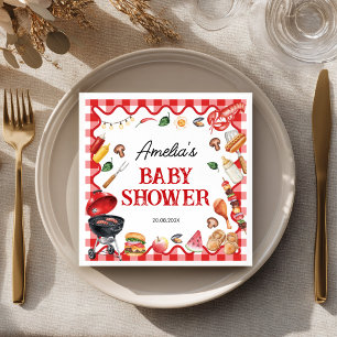 Baby Q Hinterhof-Baby-Party-Grillfest-Einladung Se Serviette