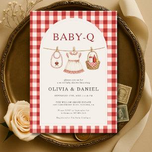 Baby-Q Mädchen Backyard BBQ Baby Shower  Einladung