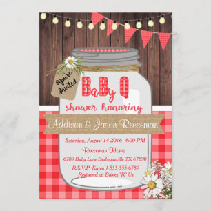 Baby Q Mason-Glas-Baby-Shower-Einladung BBQ Einladung