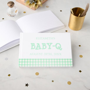 Baby-Q Mintgrün Gingham-Baby-Party Gästebuch