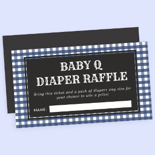 Baby Q Navy Kariert Baby Dusche Windeln Raffel Begleitkarte
