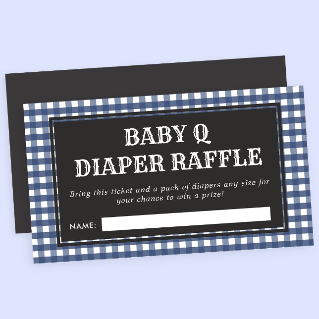 Baby Q Navy Kariert Baby Dusche Windeln Raffel Begleitkarte (Von Creator hochgeladen)