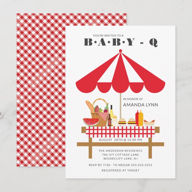 Baby Q Neutral Baby Dusche Einladung (Vorne/Hinten)