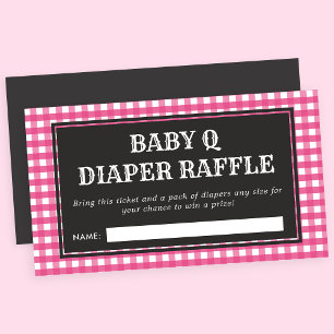 Baby Q Pink Kariert Baby Dusche Windeln Raffle Begleitkarte