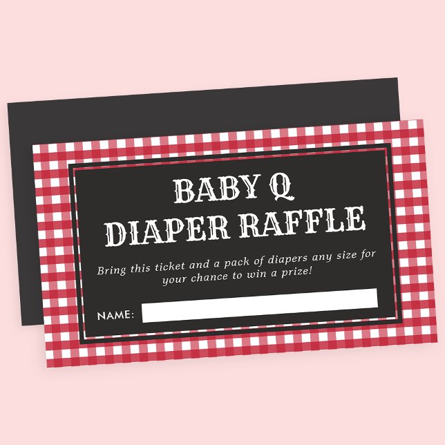 Baby Q Red Kariert Baby Dusche Windeln Raffle Begleitkarte (Von Creator hochgeladen)