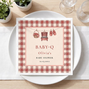 Baby Q Rot Gingham Grill Wäscheleine Tisch Serviette