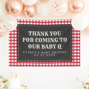 Baby Q Rot Kariert Baby Shower Willkommen Banner