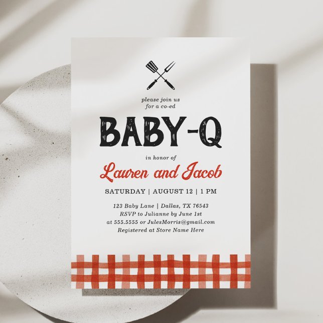Baby Q Rustic Couples Baby shower Invitation (Créateur téléchargé)