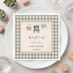 Baby Q Sage Gingham Wäscheleine Grill Papier Serviette