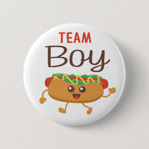 Baby-Q-thematisches Geschlecht offenbart Team Boy  Button