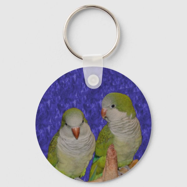 Baby Quaker Parrot Pair Animal Schlüsselanhänger (Vorderseite)