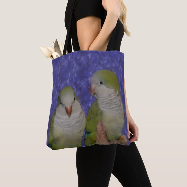 Baby Quaker Parrot Pair Foto Malerei Tasche (Von Nahem)