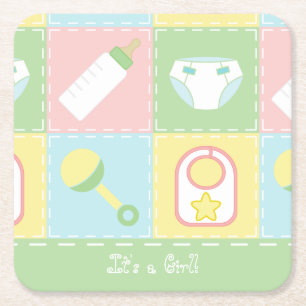 Baby-Quilt-Baby-Shower-Papier-Coaster Rechteckiger Pappuntersetzer