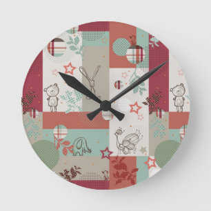 Baby Quilt Muster 2 Runde Wanduhr