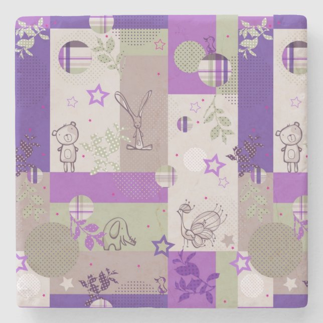 Baby-Quilt-Muster Steinuntersetzer (Vorderseite)