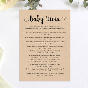 Baby-Quizspiel mit Antworten Baby-Shower-Karte Einladung
