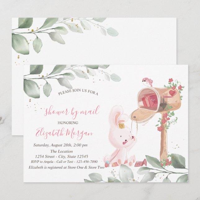 Baby Rabbit Virtual Baby Dusche Einladung (Vorne/Hinten)