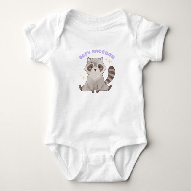 Baby Raccoon – Cute Woodland Animal Baby Strampler (Vorderseite)