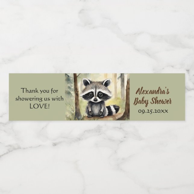 Baby Raccoon Gender Neutral Baby Dusche (Einzelnes Label)