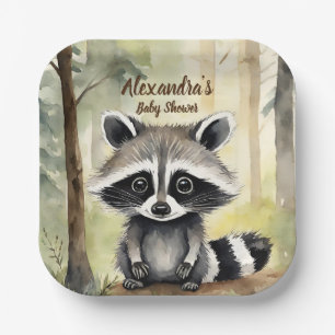 Baby Raccoon Gender Neutral Baby Dusche Pappteller