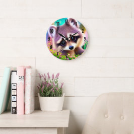 Baby Raccoon Große Wanduhr