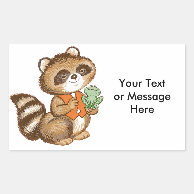 Baby Raccoon in Orange Vest mit bester Friend Fros Rechteckiger Aufkleber (Vorderseite)