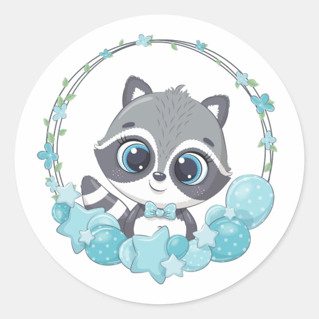 Baby Raccoon Runder Aufkleber (Vorderseite)