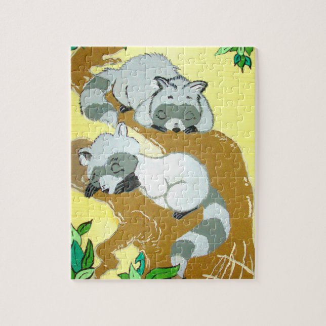 Baby Raccoons Schlafpuzzle (Vertikal)