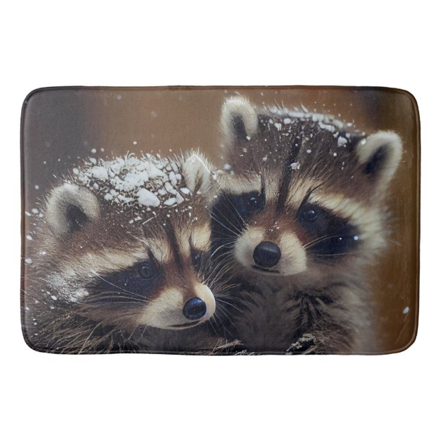 Baby-Raccoons stürzen sich im sinkenden Schnee Badematte (Vorderseite)