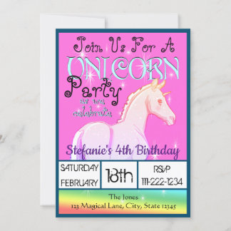 Baby Rainbow Unicorn Birthday II (Regenbogen) Einladung