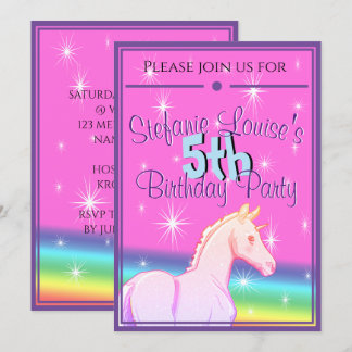 Baby Rainbow Unicorn Birthday (Regenbogen) Einladung